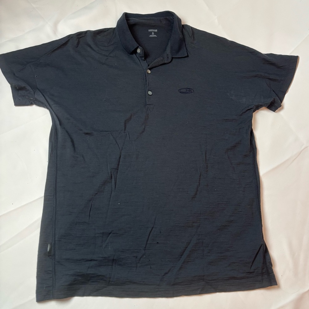 Icebreaker Merino Wool Polo Shirt Mens Small Blue Short Sleeve Casual Logo